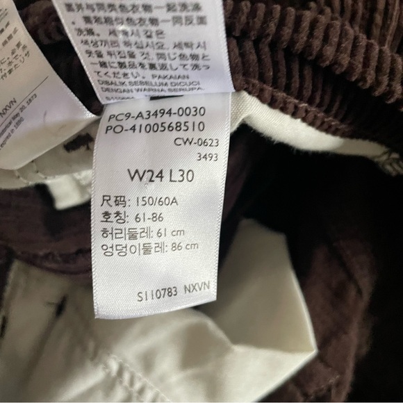 Levi's Baggy Dad Corduroy Pants Dark Brown Size 24 Premium - Picture 10 of 15